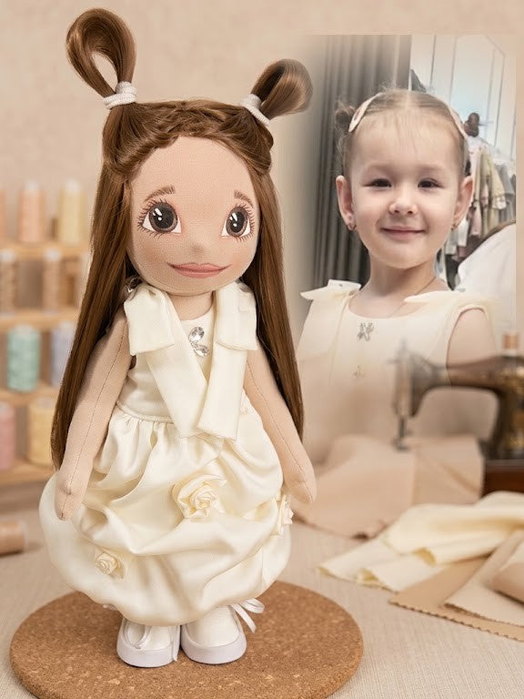 Custom Portrait Doll — Personalized Handmade Gift, Textile Doll Made to Order