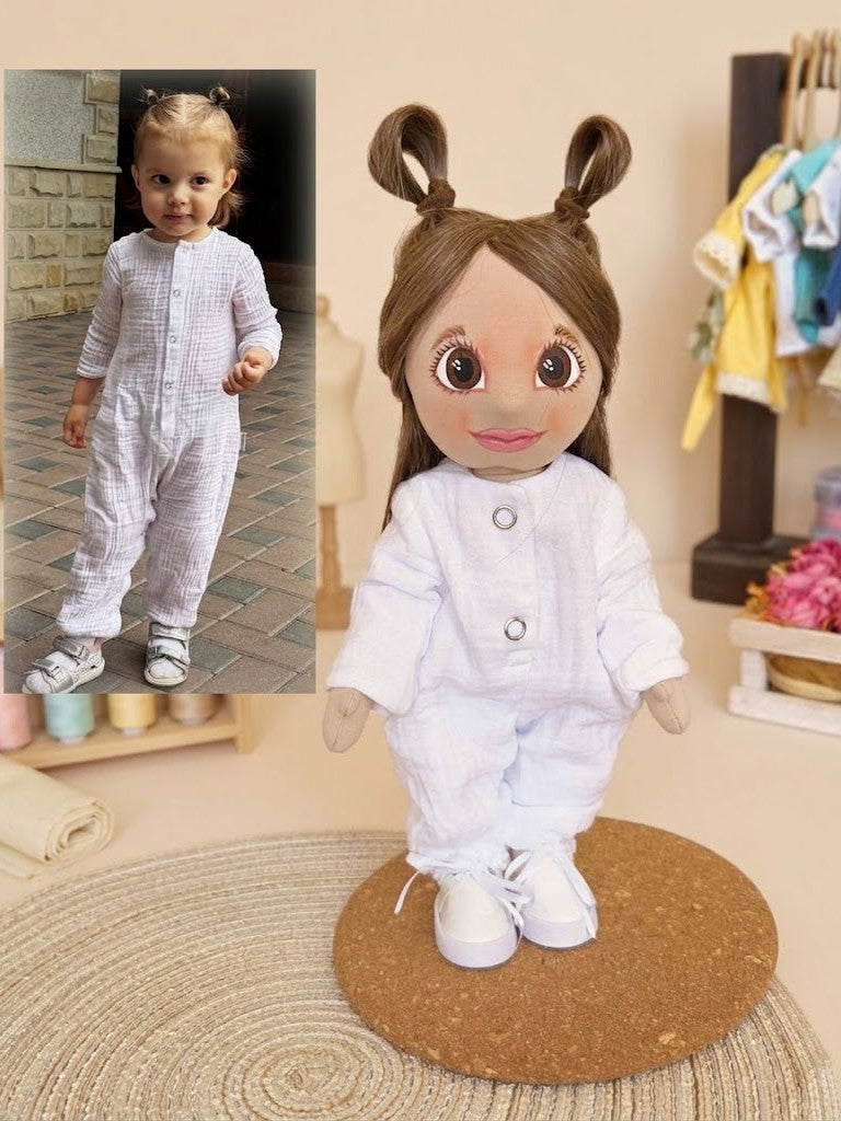 Custom Portrait Doll — Personalized Handmade Gift, Textile Doll Made to Order