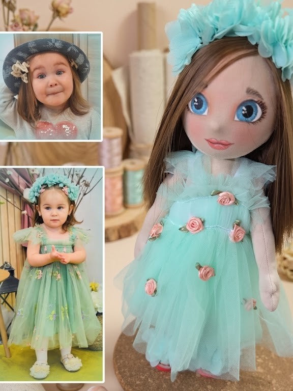 Custom Portrait Doll — Personalized Handmade Gift, Textile Doll Made to Order