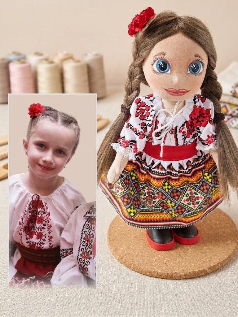 Custom Portrait Doll — Personalized Handmade Gift, Textile Doll Made to Order