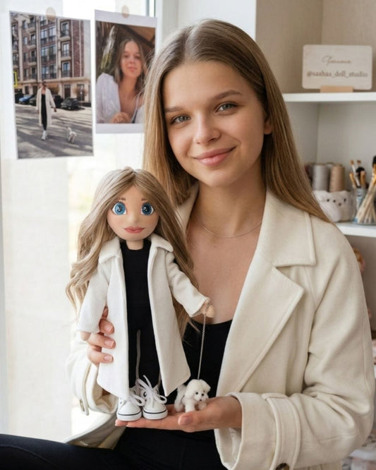 Custom Portrait Doll — Personalized Handmade Gift, Textile Doll Made to Order